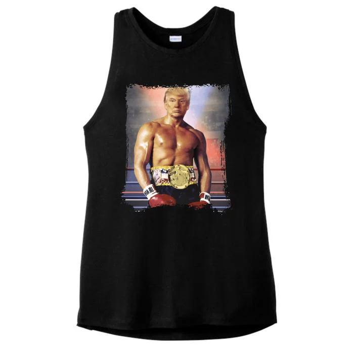 Trump Rocky Boxer Funny Ladies Tri-Blend Wicking Tank