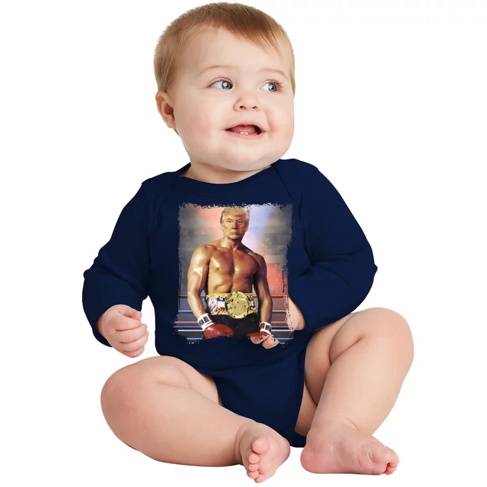 Trump Rocky Boxer Funny Baby Long Sleeve Bodysuit