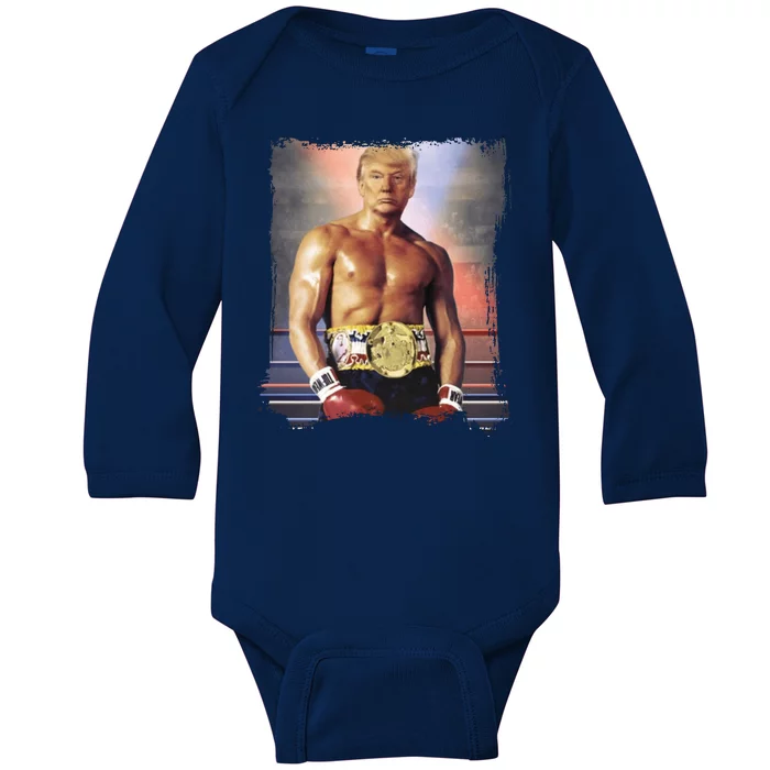 Trump Rocky Boxer Funny Baby Long Sleeve Bodysuit