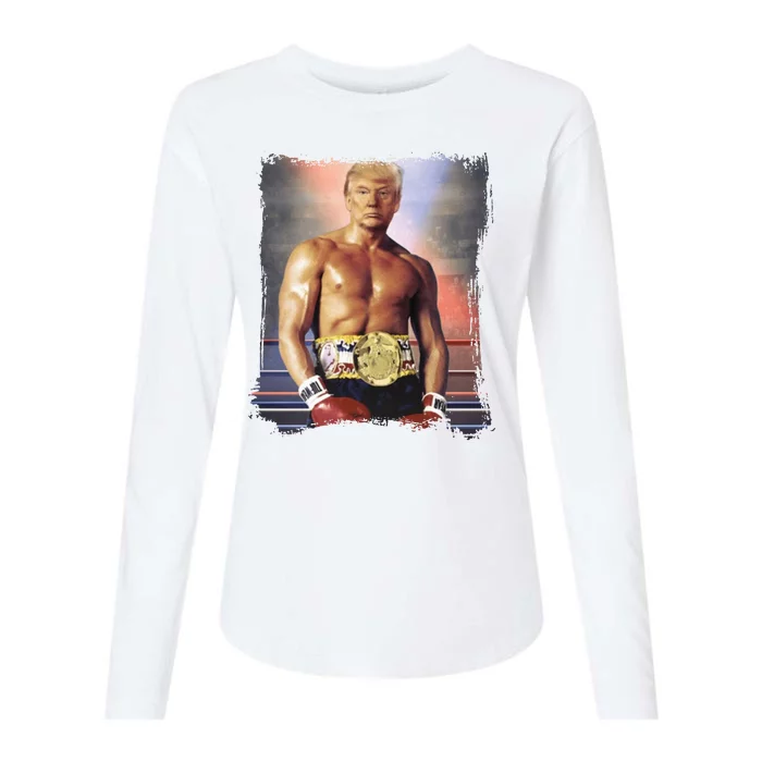 Trump Rocky Boxer Funny Womens Cotton Relaxed Long Sleeve T-Shirt