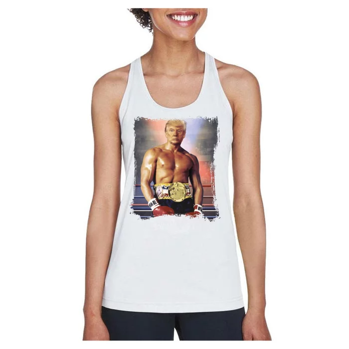 Trump Rocky Boxer Funny Women's Racerback Tank