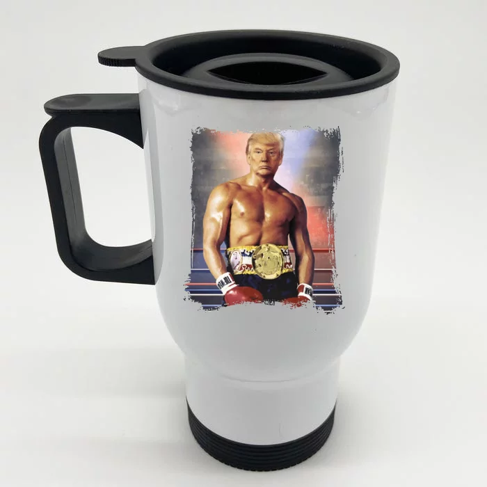 Trump Rocky Boxer Funny Front & Back Stainless Steel Travel Mug