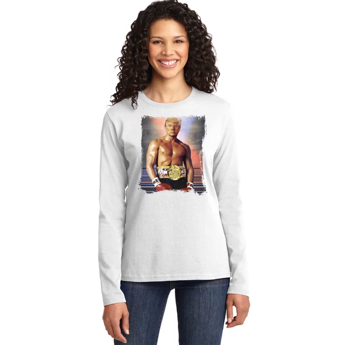 Trump Rocky Boxer Funny Ladies Long Sleeve Shirt