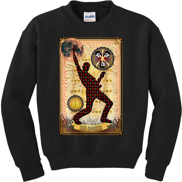 The Rocker Blood Moon Funny Tarot Playing Card Kids Sweatshirt