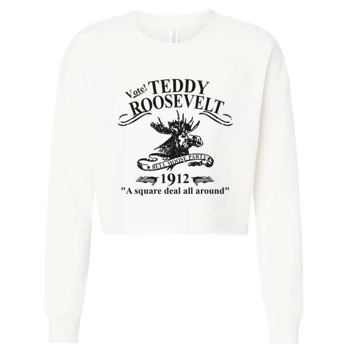 Teddy Roosevelt Bull Moose Party 1912 Presidential Campaign Cropped Pullover Crew