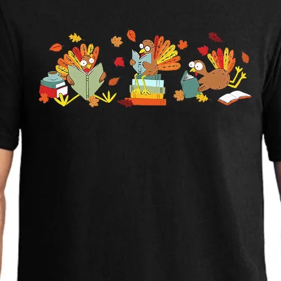 Turkey Reading Books Fall Thanksgiving Teacher Pajama Set