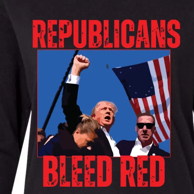 Trump Republicans Bleed Red 2024 Assignation Attempt Womens Cotton Relaxed Long Sleeve T-Shirt