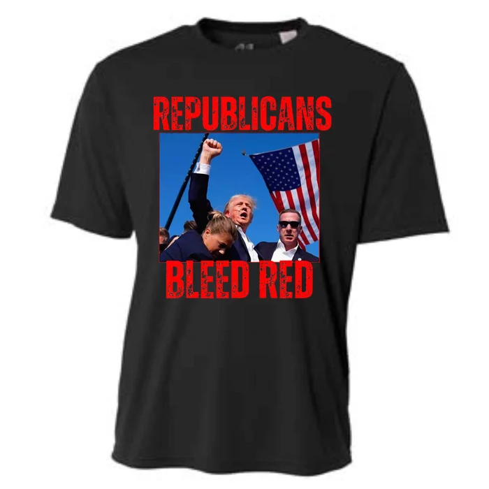 Trump Republicans Bleed Red 2024 Assignation Attempt Cooling Performance Crew T-Shirt