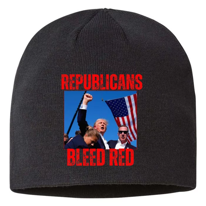 Trump Republicans Bleed Red 2024 Assignation Attempt 8 1/2in Sustainable Knit Beanie