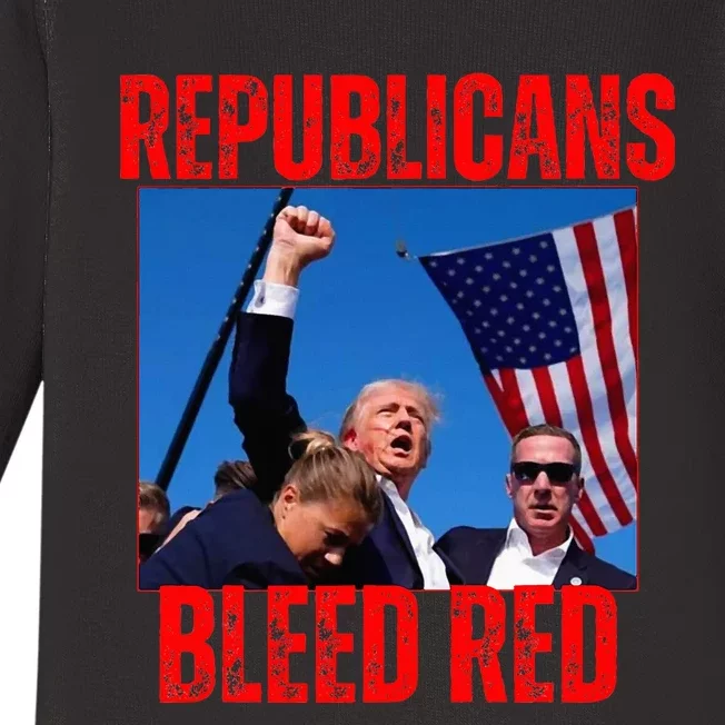 Trump Republicans Bleed Red 2024 Assignation Attempt Baby Long Sleeve Bodysuit