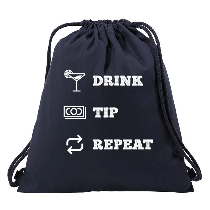 Tip Repeat Bartender Gift Drawstring Bag