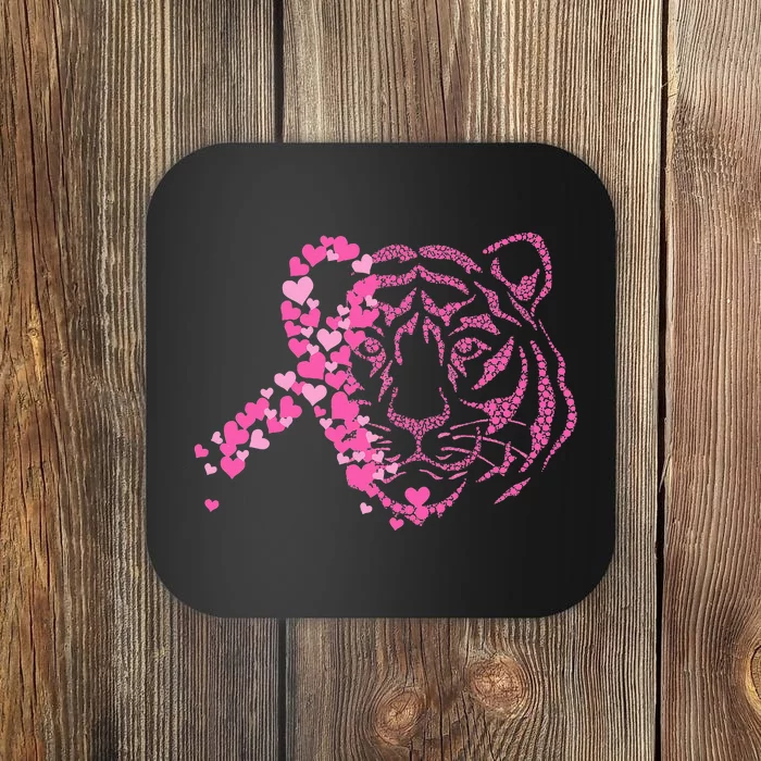 Tiger Ribbon Breast Cancer Awareness Animal Warrior Coaster