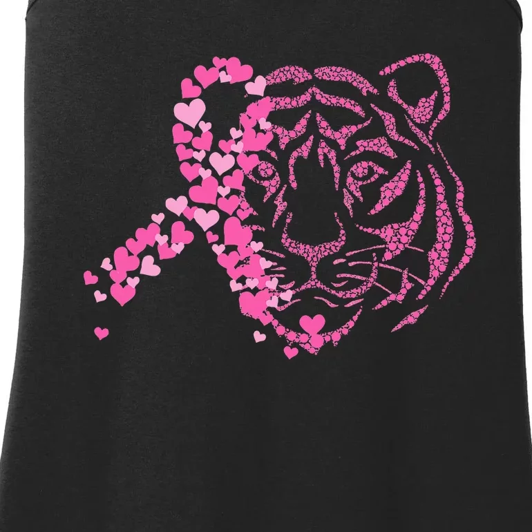 Tiger Ribbon Breast Cancer Awareness Animal Warrior Ladies Essential Tank