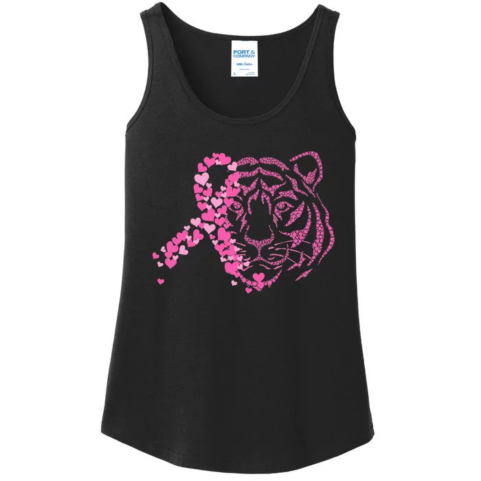 Tiger Ribbon Breast Cancer Awareness Animal Warrior Ladies Essential Tank