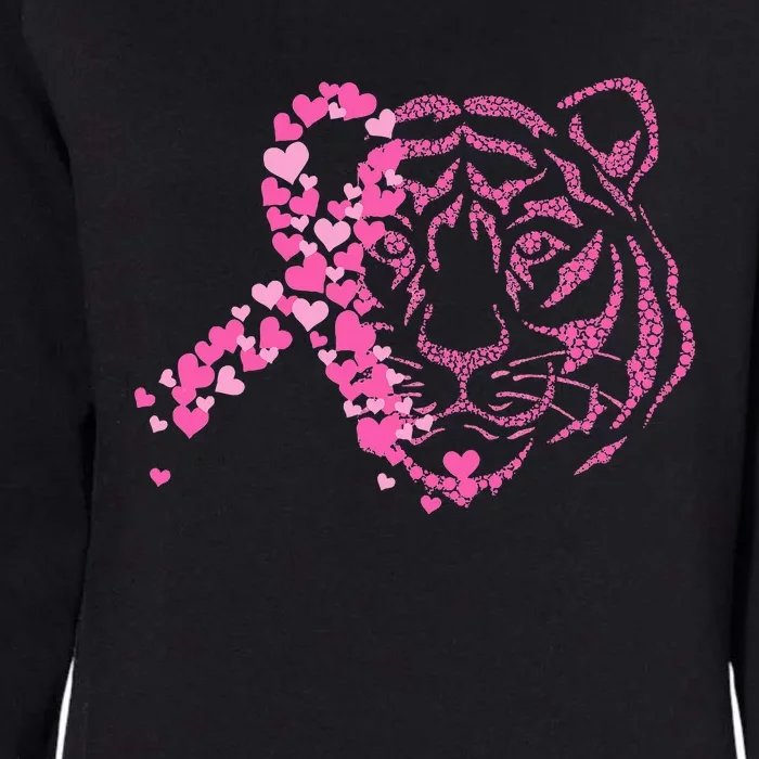 Tiger Ribbon Breast Cancer Awareness Animal Warrior Womens California Wash Sweatshirt