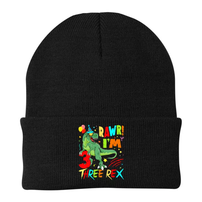 Three Rex Birthday Party Outfit Dinosaur 3 Year Old Boy Knit Cap Winter Beanie