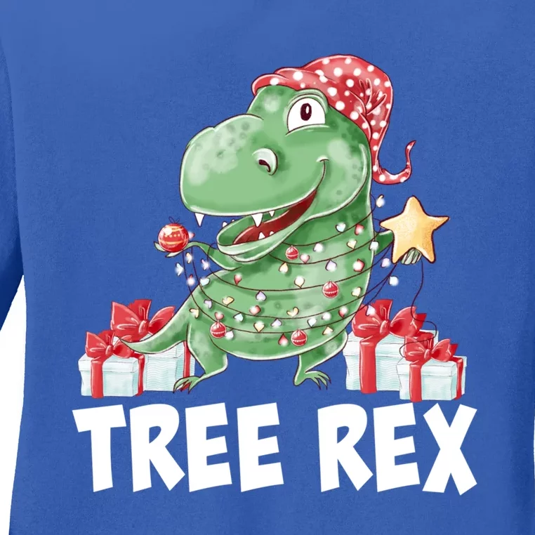 Tree Rex Christmas Tgiftrex Dinosaur Xmas Pajamas Funny Gift Ladies Long Sleeve Shirt