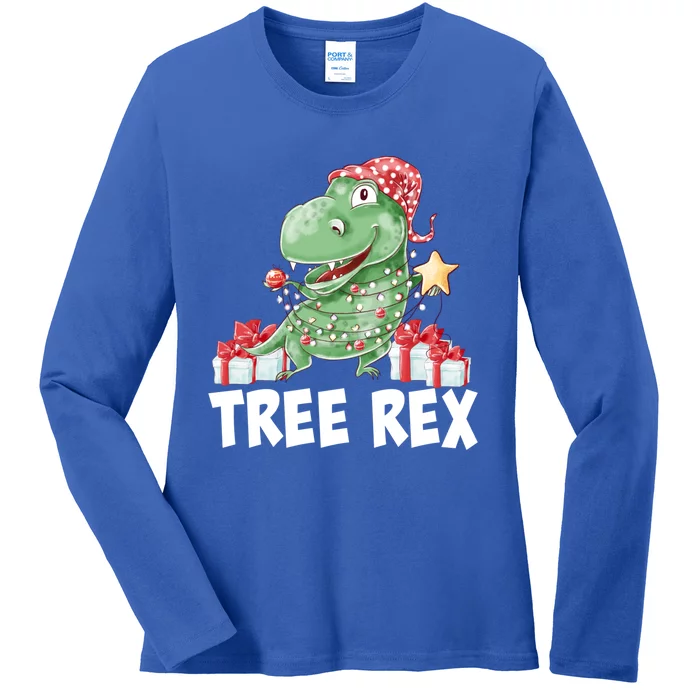 Tree Rex Christmas Tgiftrex Dinosaur Xmas Pajamas Funny Gift Ladies Long Sleeve Shirt