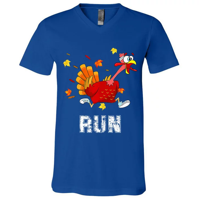 Turkey Run Costume Thanksgiving Running Turkey Trot V-Neck T-Shirt