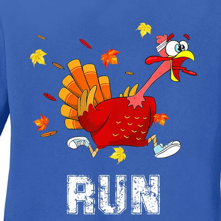 Turkey Run Costume Thanksgiving Running Turkey Trot Ladies Long Sleeve Shirt