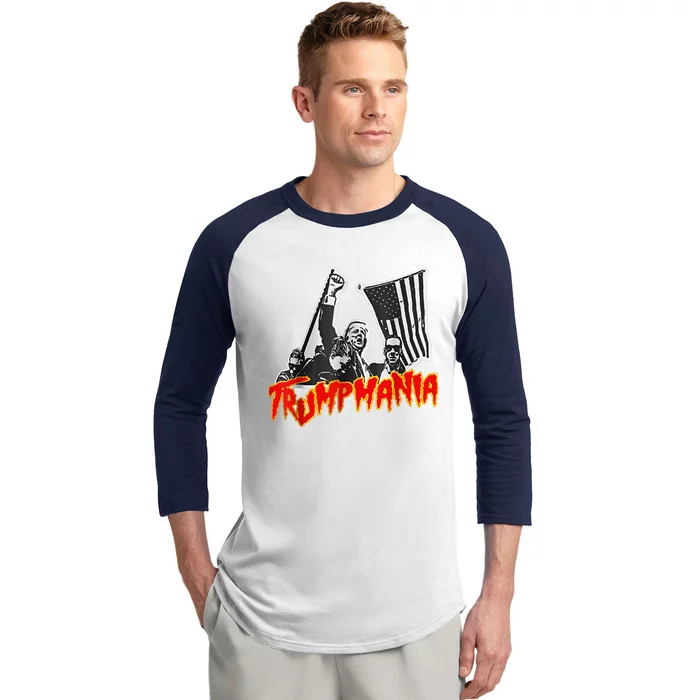 Trump Republican Convention Wrestling Meme Trumpamania Let Trumpamania Run Wild Baseball Sleeve Shirt