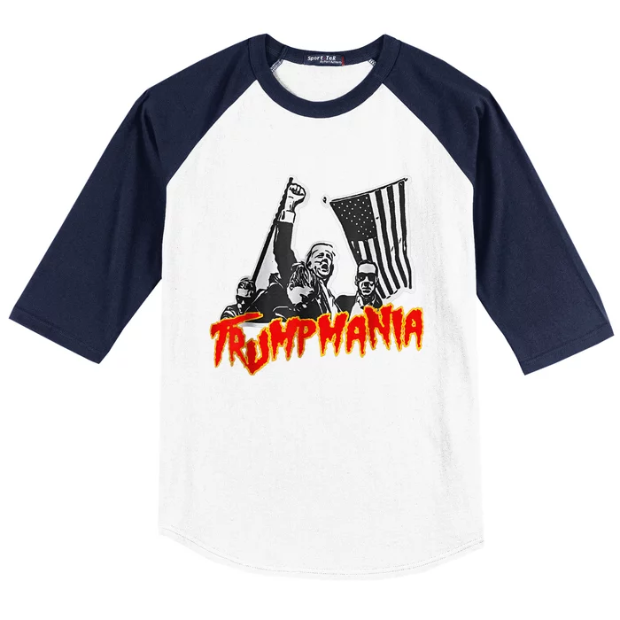 Trump Republican Convention Wrestling Meme Trumpamania Let Trumpamania Run Wild Baseball Sleeve Shirt