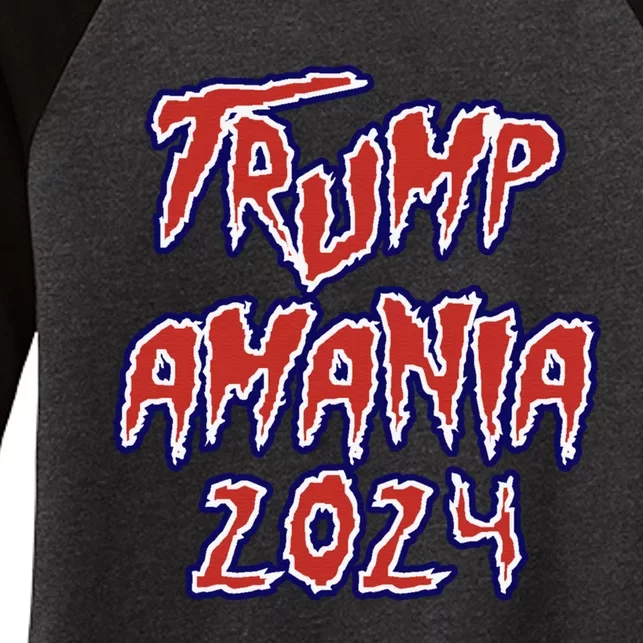 Trump Republican Convention Wrestling Meme Trumpamania Let Trumpamania Run Wild Women's Tri-Blend 3/4-Sleeve Raglan Shirt