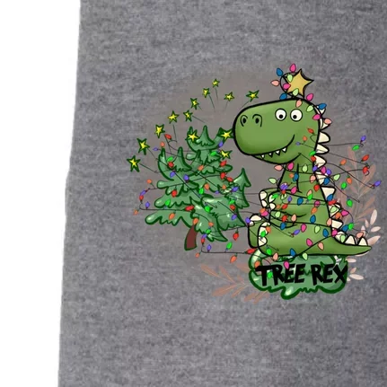 Tree Rex Christmas Dinosaur Merry Rexmas Dino String Lights Gift Doggie 3-End Fleece Hoodie