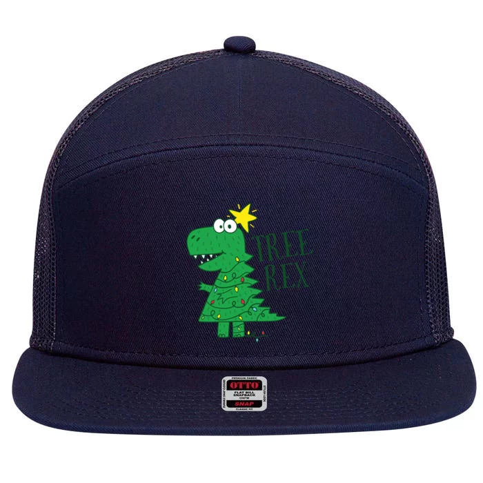 Tree Rex Christmas Gift T Rex Dinosaur Christmas Gift 7 Panel Mesh Trucker Snapback Hat