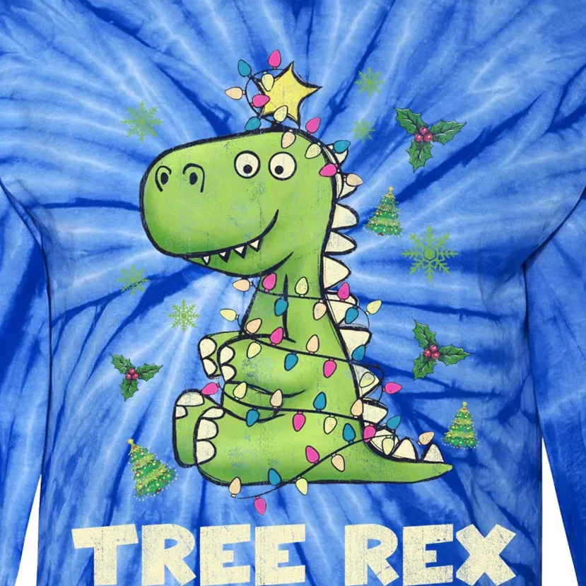 Tree Rex Christmas Tree Dinosaur Cute Xmas Gift Tie-Dye Long Sleeve Shirt