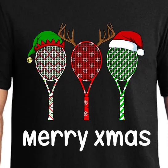 Tennis Racket Christmas Hat Reindeer Anlter Game Sport Sweatshirt Pajama Set