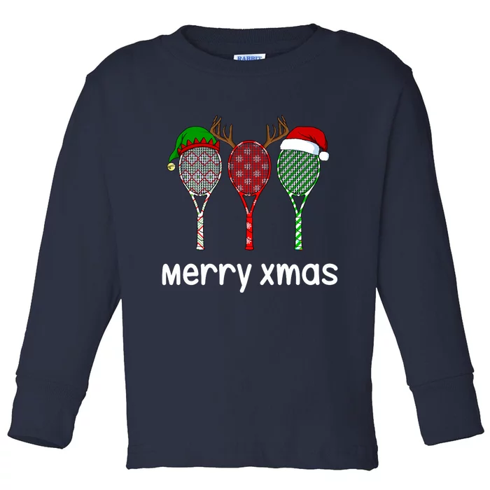 Tennis Racket Christmas Hat Reindeer Anlter Game Sport Sweatshirt Toddler Long Sleeve Shirt