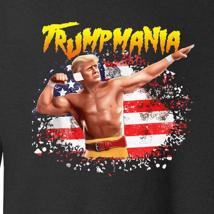 Trump Republican Convention Wrestling Meme Trumpamania Us Flag Background Toddler Sweatshirt