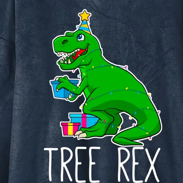 Tree Rex Christmas Dinosaur Funny Xmas Trex Cute Gift Hooded Wearable Blanket