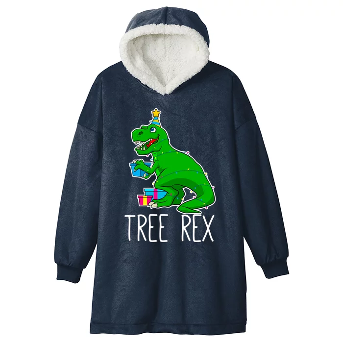 Tree Rex Christmas Dinosaur Funny Xmas Trex Cute Gift Hooded Wearable Blanket