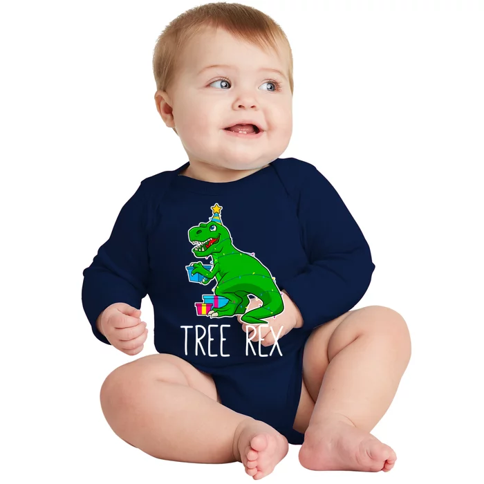 Tree Rex Christmas Dinosaur Funny Xmas Trex Cute Gift Baby Long Sleeve Bodysuit