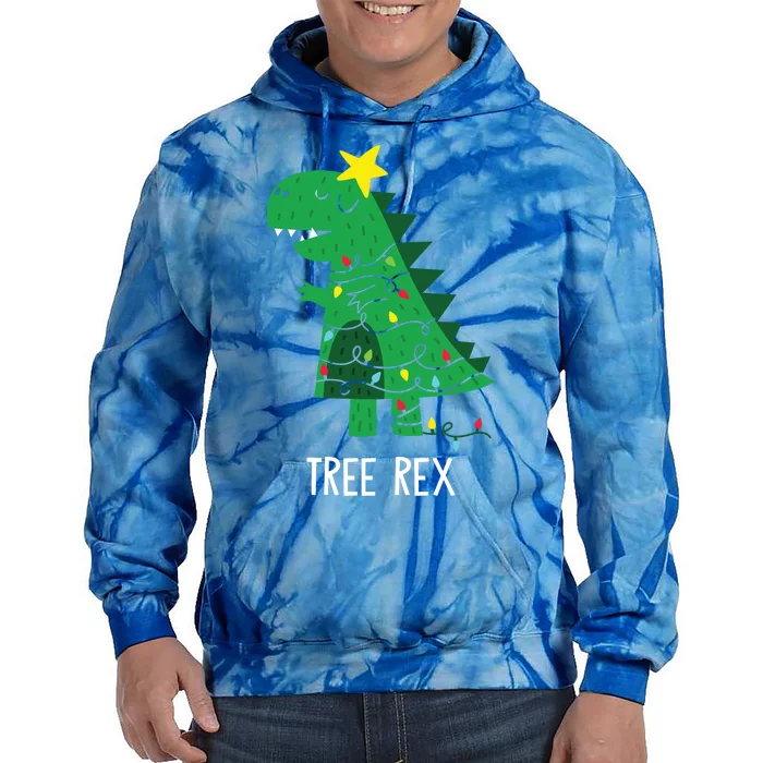 Tree Rex Christmas Gift T Rex Dinosaur Christmas Gift Tie Dye Hoodie