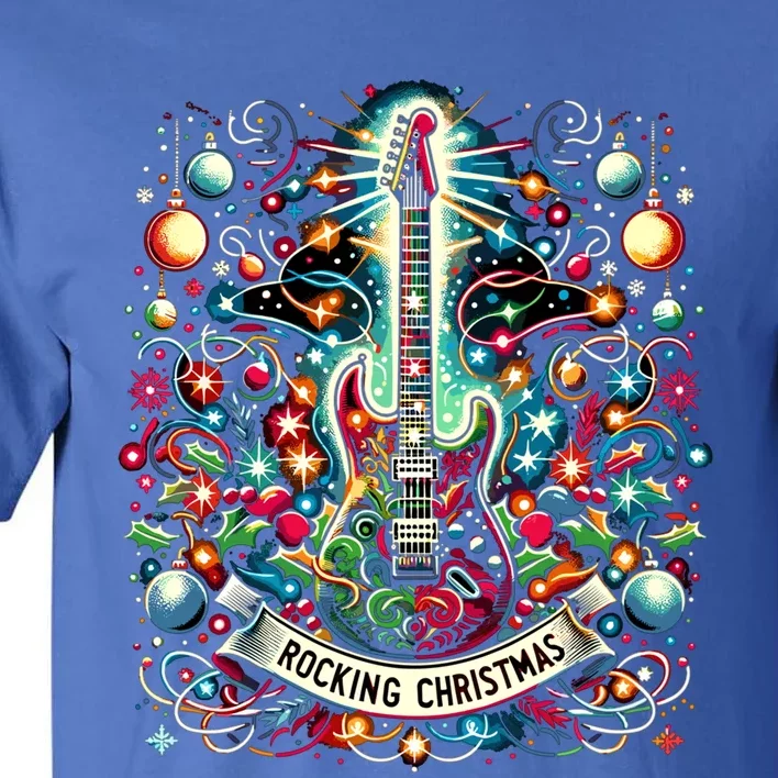 The Rocking Christmas Christmas Rock Guitar Santa Gift Tall T-Shirt