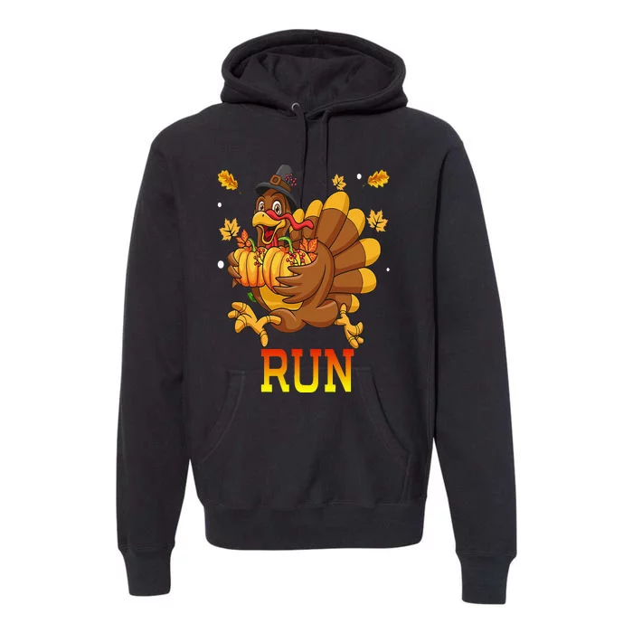 Turkey Run Costume Thanksgiving Running Turkey Trot Premium Hoodie