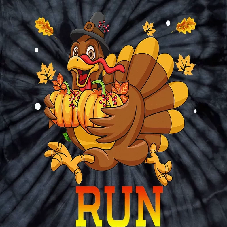 Turkey Run Costume Thanksgiving Running Turkey Trot Tie-Dye T-Shirt