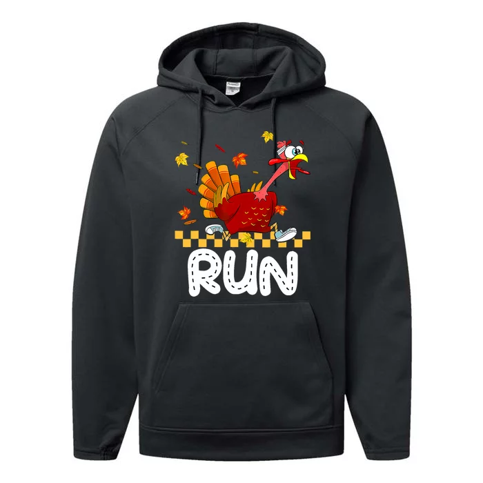 Turkey Run Costume Thanksgiving Running Turkey Trot Performance Fleece Hoodie