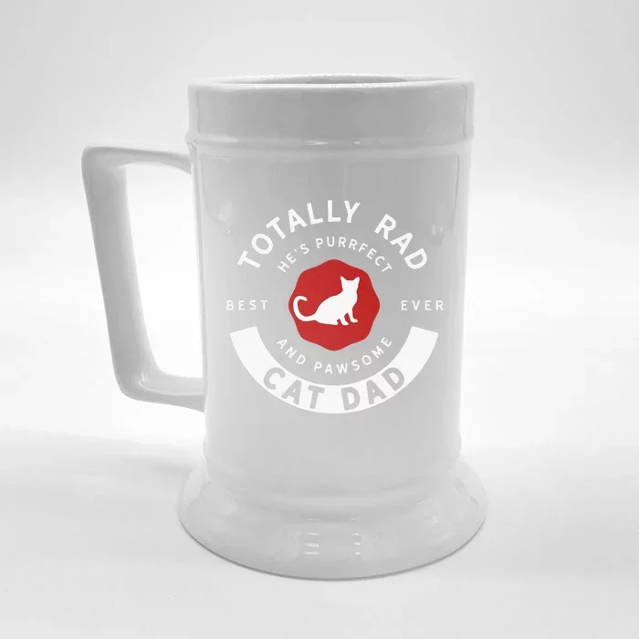 Totally Rad Cat Dad Father's Day Front & Back Beer Stein