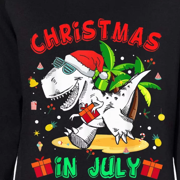 T Rex Christmas In July Shirt for Boy Toddler  Dinosaur Womens California Wash Sweatshirt