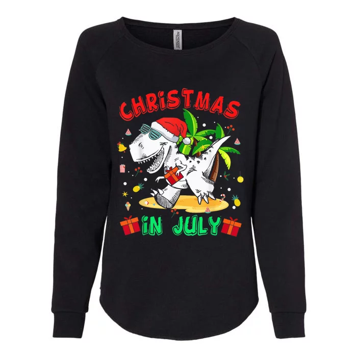 T Rex Christmas In July Shirt for Boy Toddler  Dinosaur Womens California Wash Sweatshirt