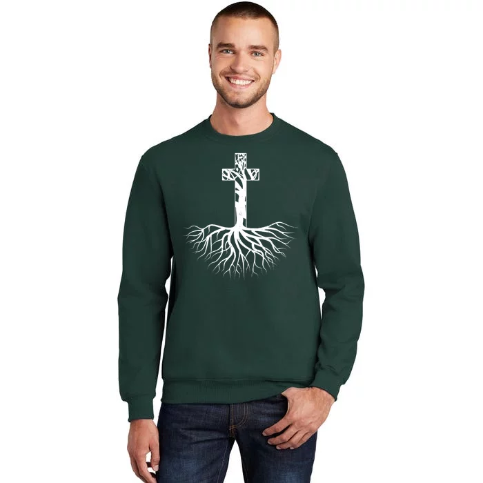 Tree Root Christian Cross Sweatshirt