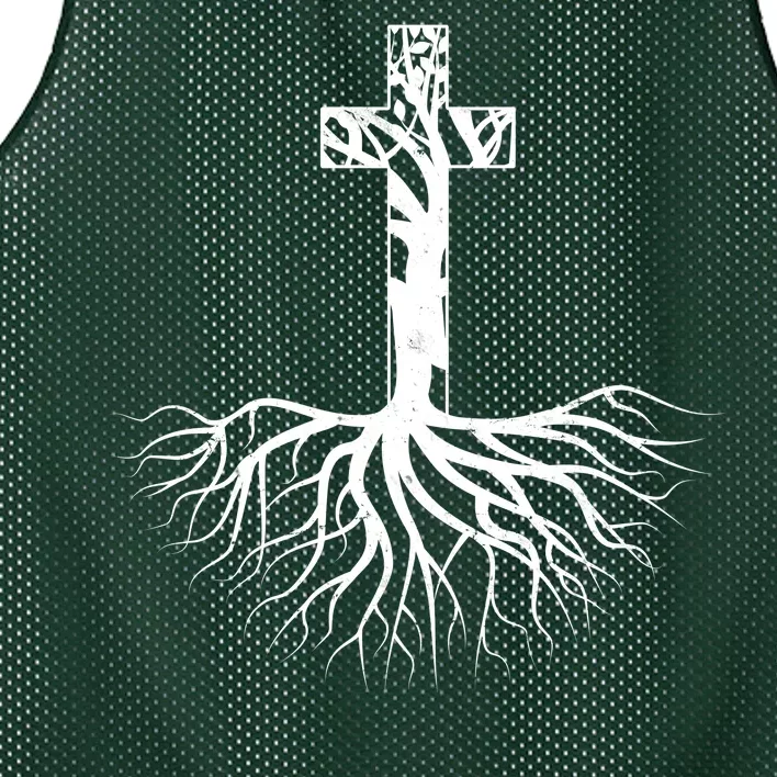 Tree Root Christian Cross Mesh Reversible Basketball Jersey Tank