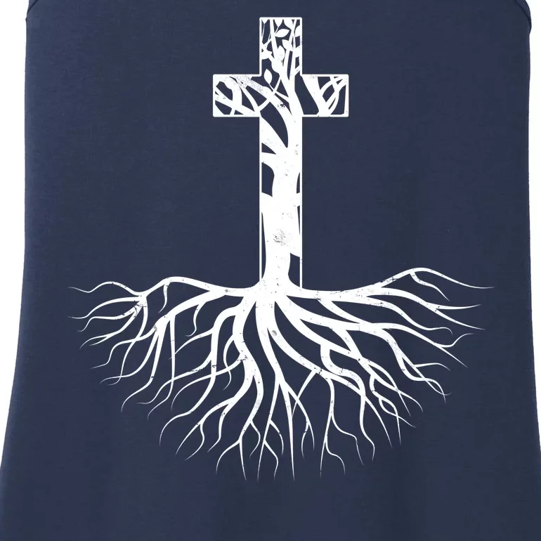 Tree Root Christian Cross Ladies Essential Tank