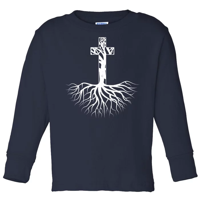 Tree Root Christian Cross Toddler Long Sleeve Shirt