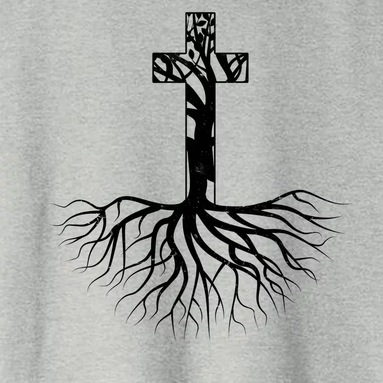 Tree Root Christian Cross Women's Crop Top Tee