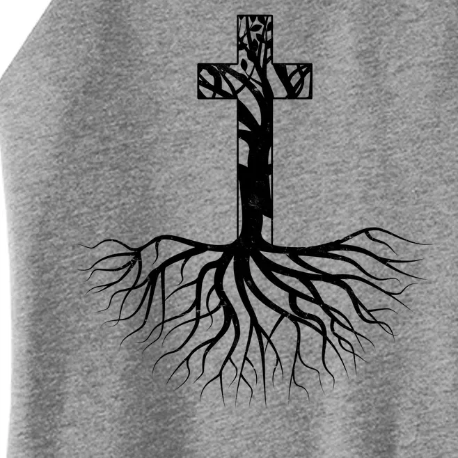 Tree Root Christian Cross Women’s Perfect Tri Rocker Tank